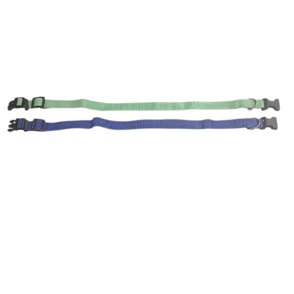 2 Dog Collars Green And Blue - Picture 2 of 2